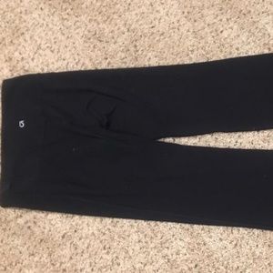 Black leggings with a boot cut